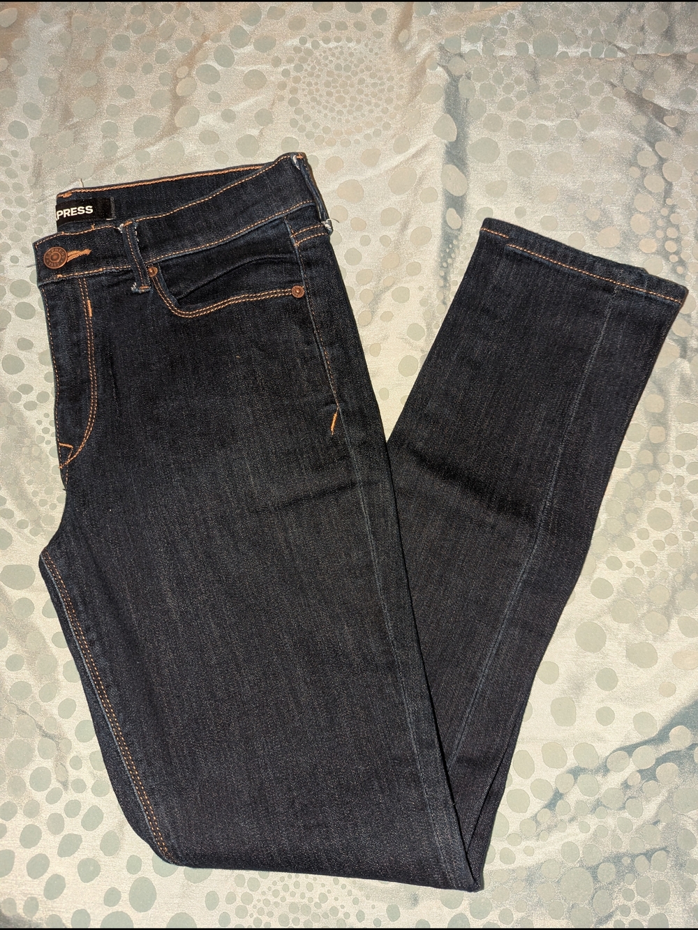 Express Women’s Skinny Jeans in Dark Indigo with Contrast Stitching Size 10R